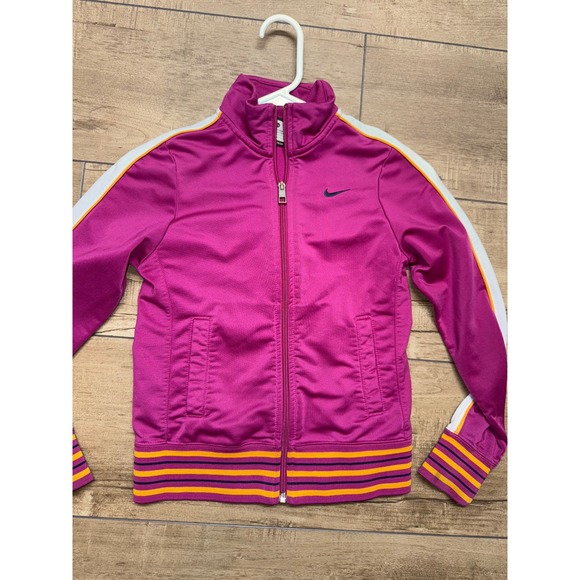 Nike Other - Nike‎ Purple Track Jacket Girls Medium Athletic Activewear Zip Up Stripes